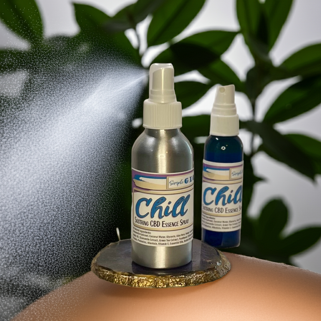 CHILL Soothing CBD Essence Spray w/Hemp Liposomes Chamomile, Green Tea • Calming + Anti-Aging Hydration Spray - Simple Glow Skincare