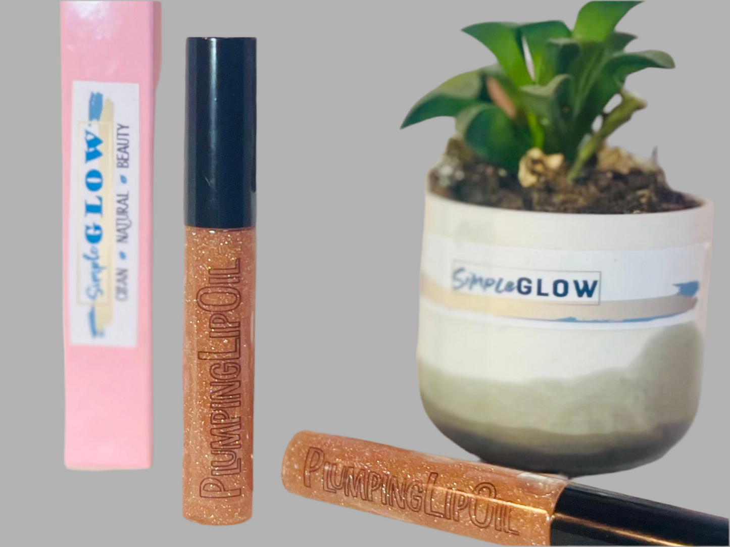 HoneyGlow Plumping Lip Oil w/ Honey, Vitamin C, Hyaluronic Acid, CoQ10 • Non-Sticky High-Gloss Sparkle - All-Natural Plumping Lip Gloss