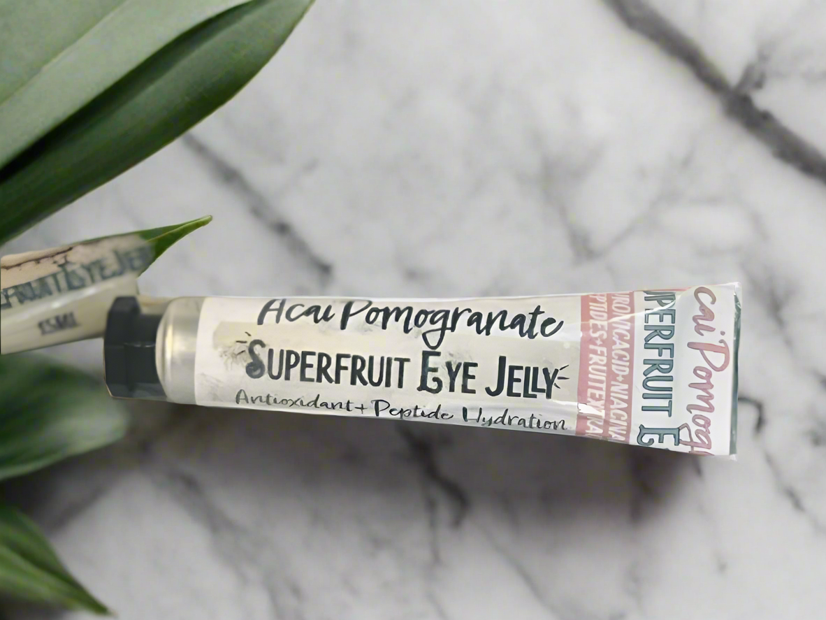 Acai-Pom Peptide Eye Gel w/Peptides, Fruit Extracts, Hyaluronic Acid, Caffeine • Tightening Anti-Aging Under-Eye Moisturizer