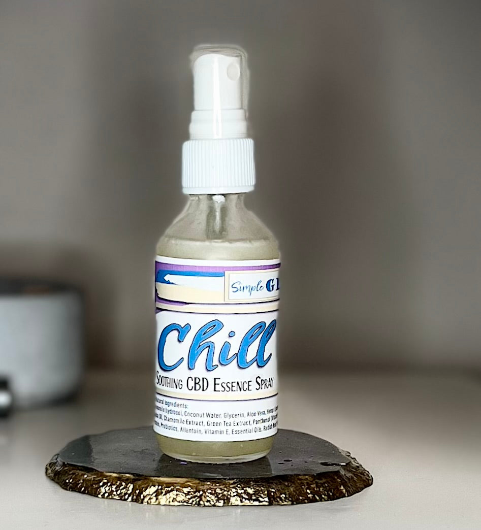 CHILL Soothing CBD Essence Spray w/Hemp Liposomes Chamomile, Green Tea -- Anti-inflammatory, Anti-Aging, Hydrate & Refresh