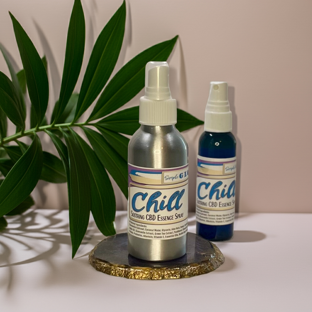 CHILL Soothing CBD Essence Spray w/Hemp Liposomes Chamomile, Green Tea • Calming + Anti-Aging Hydration Spray - Simple Glow Skincare