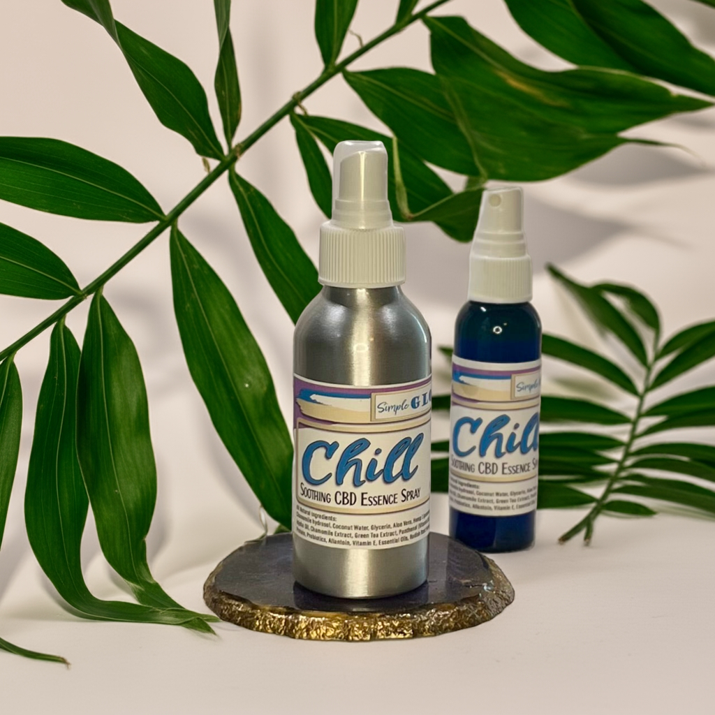 CHILL Soothing CBD Essence Spray w/Hemp Liposomes Chamomile, Green Tea • Calming + Anti-Aging Hydration Spray - Simple Glow Skincare