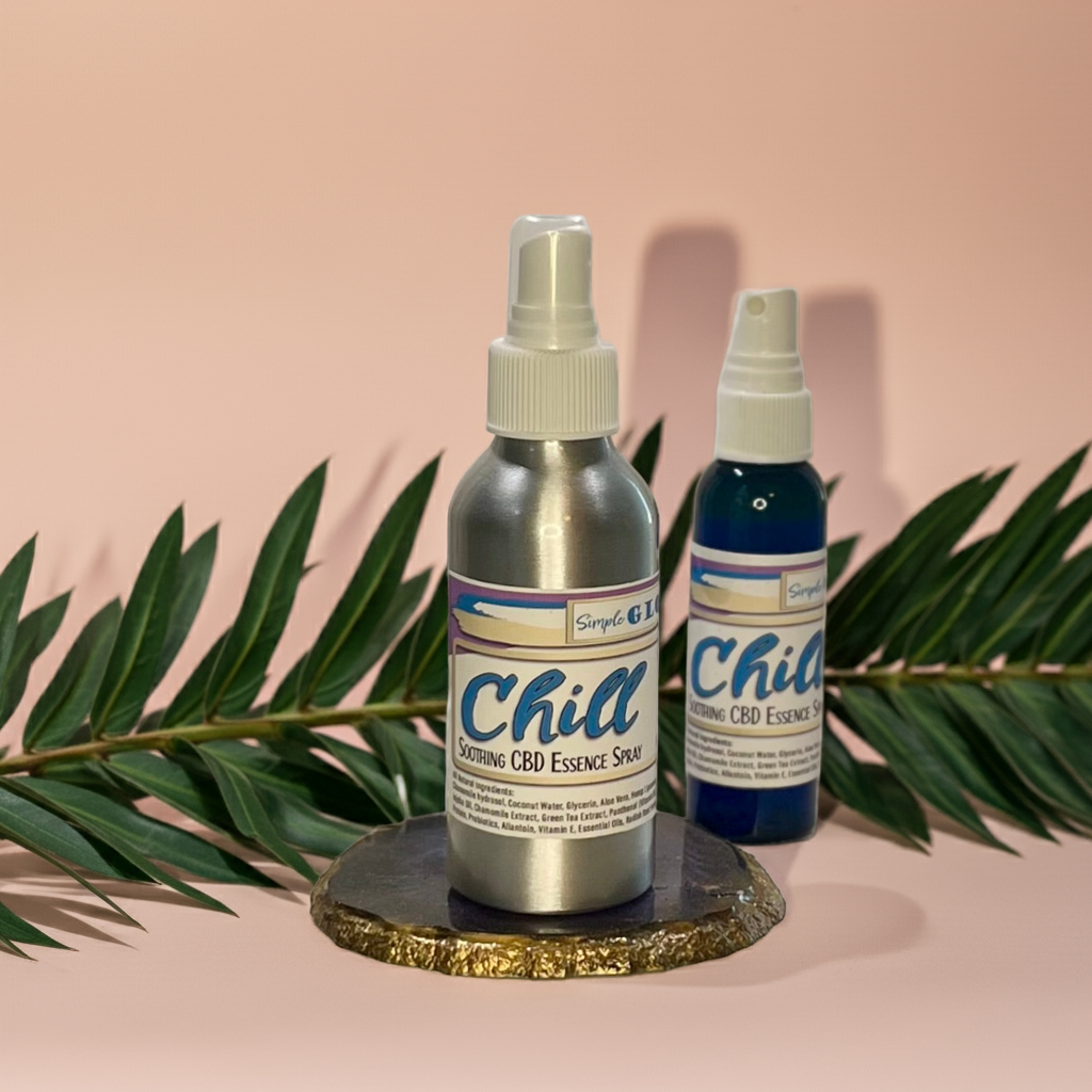 CHILL Soothing CBD Essence Spray w/Hemp Liposomes Chamomile, Green Tea • Calming + Anti-Aging Hydration Spray - Simple Glow Skincare