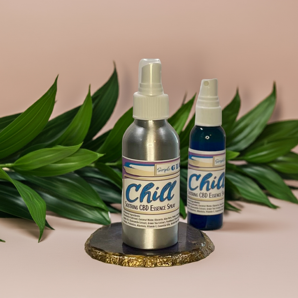 CHILL Soothing CBD Essence Spray w/Hemp Liposomes Chamomile, Green Tea • Calming + Anti-Aging Hydration Spray - Simple Glow Skincare