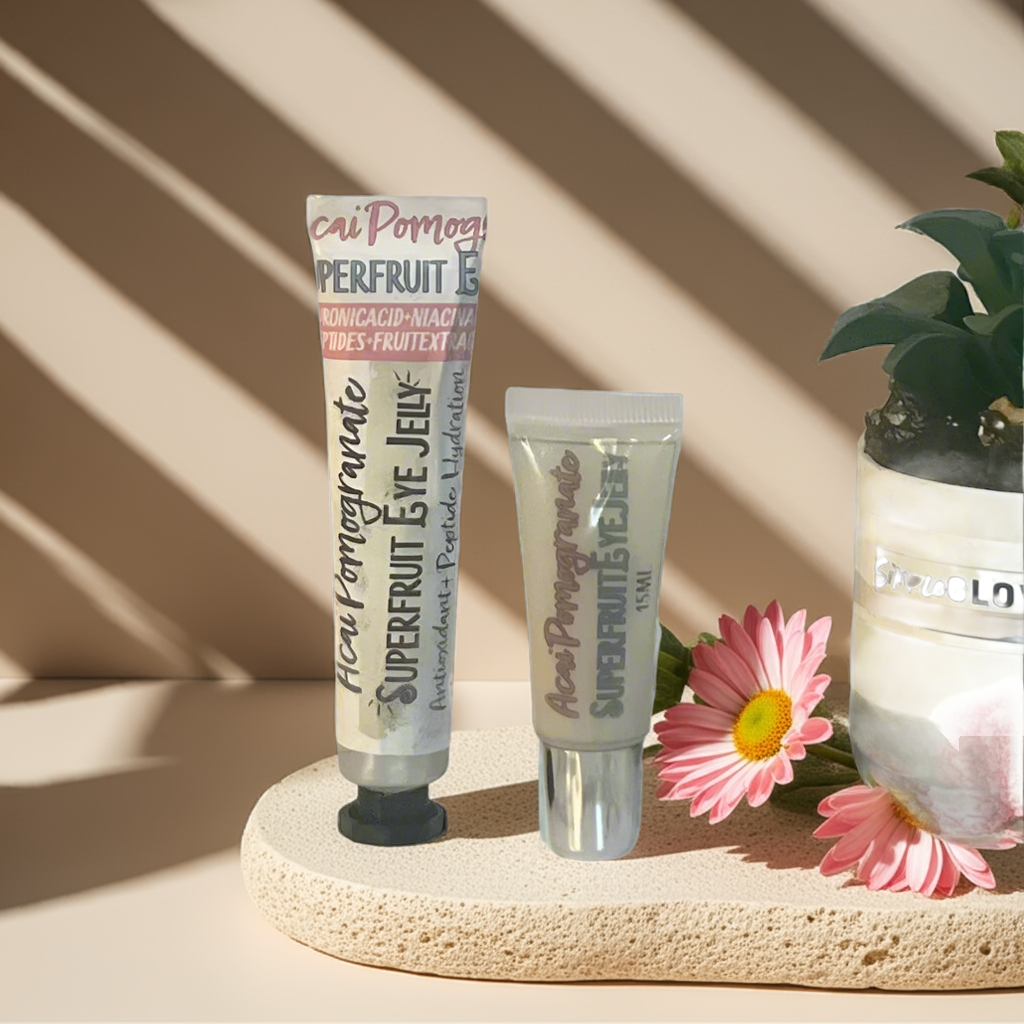 Acai-Pom Peptide Eye Gel w/Peptides, Fruit Extracts, Hyaluronic Acid, Caffeine • Tightening Anti-Aging Under-Eye Moisturizer - Simple Glow Skincare