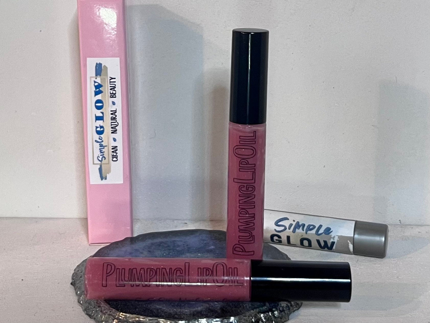 PeachShimmer Plumping Lip Oil w/Vitamin C, HyA, CoQ10 - All-Natural Plumping Lip Gloss