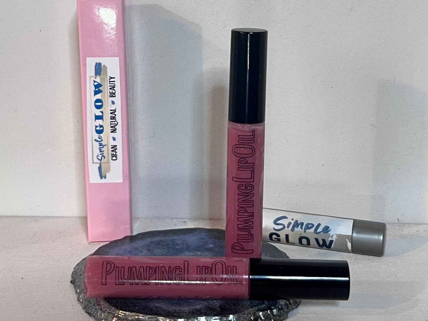 PeachShimmer Plumping Lip Oil w/Vitamin C, HyA, CoQ10 - All-Natural Plumping Lip Gloss