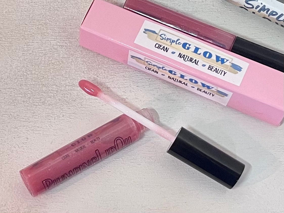 PeachShimmer Plumping Lip Oil w/Vitamin C, HyA, CoQ10 - All-Natural Plumping Lip Gloss