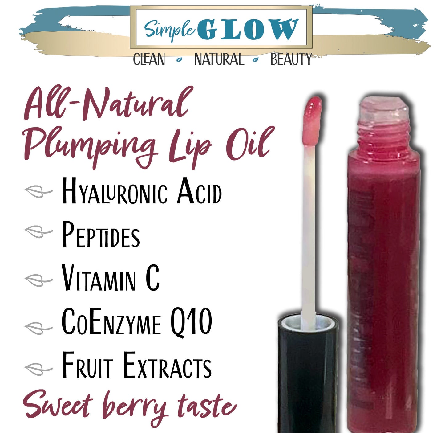 PLUM Plumping Lip Oil w/ Vitamin C, HyaluronicAcid, Peptides, CoQ10 | Sheer High-Gloss Lip Plumper, Moisturize & Gloss