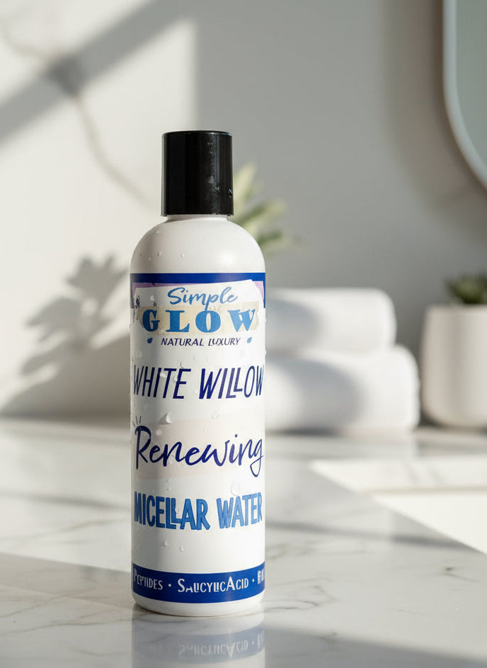 WhiteWillow BHA Micellar Water - Salicylic Acid Face Cleanser & Toner w/B3, White Tea • Brighten, Exfoliate, Anti-Acne, Anti-Aging