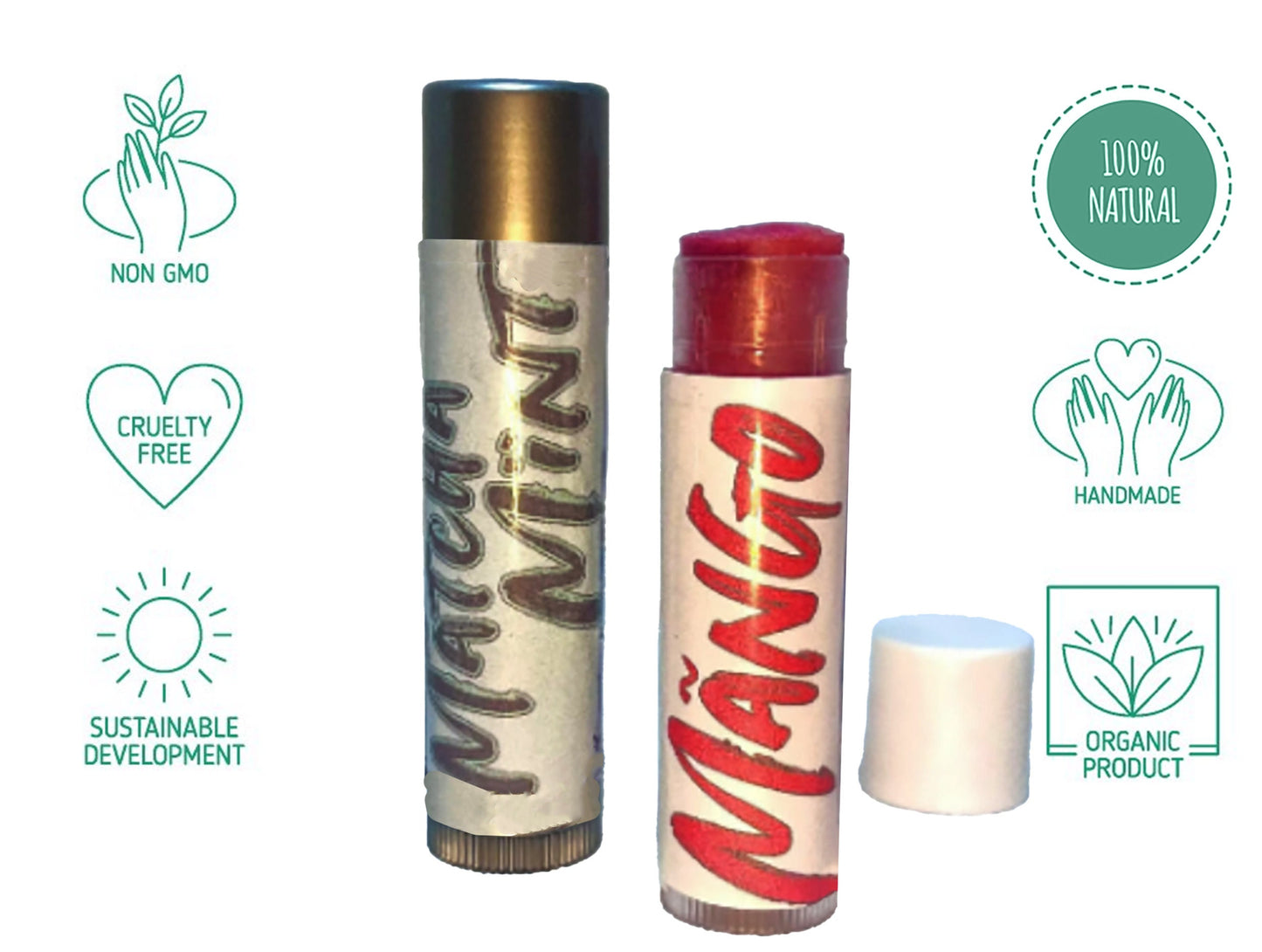 Organic Lip Butter • Creamy Natural Lip Balm Moisturizer - Sweet Flavors • Coconut Oil, Shea Butter, Cocoa Butter