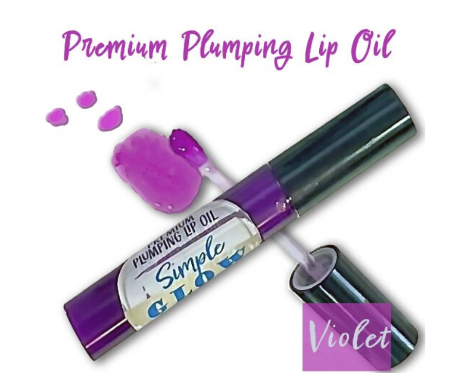 VIOLET Plumping Lip Oil - Vitamin C, Hyaluronic Acid, Peptides, CoQ10 | Natural Sheer Plumping Lip Gloss