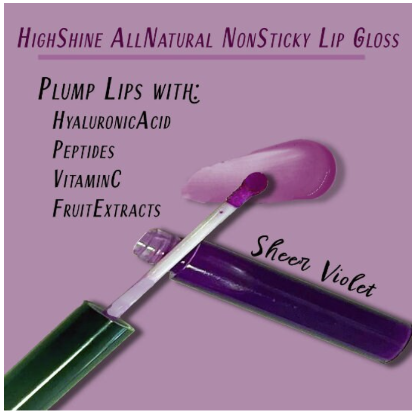 VIOLET Plumping Lip Oil - Vitamin C, Hyaluronic Acid, Peptides, CoQ10 | Natural Sheer Plumping Lip Gloss - Simple Glow Skincare