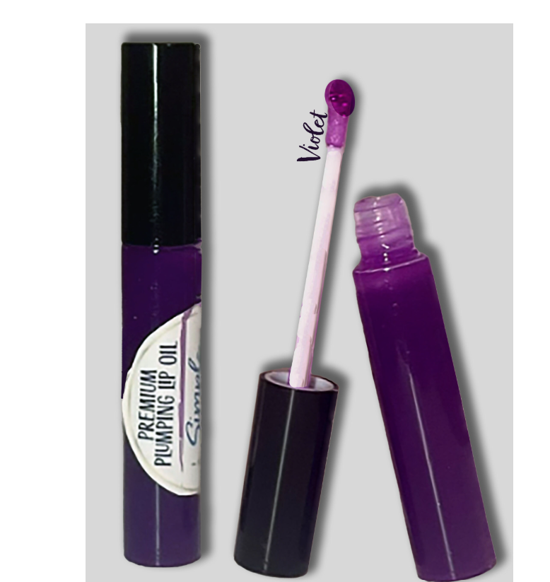 VIOLET Plumping Lip Oil - Vitamin C, Hyaluronic Acid, Peptides, CoQ10 | Natural Sheer Plumping Lip Gloss - Simple Glow Skincare
