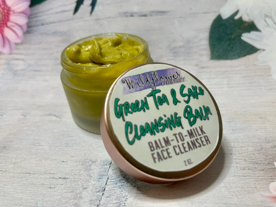 Green Tea & Sake Cleansing Balm-to-Milk w/White Tea, Rice Protein, Clay