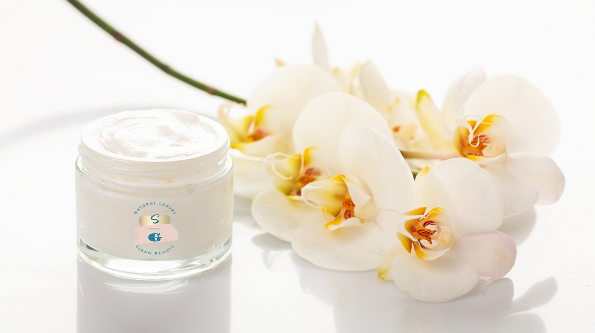 Simple Glow lotion jar with orchid