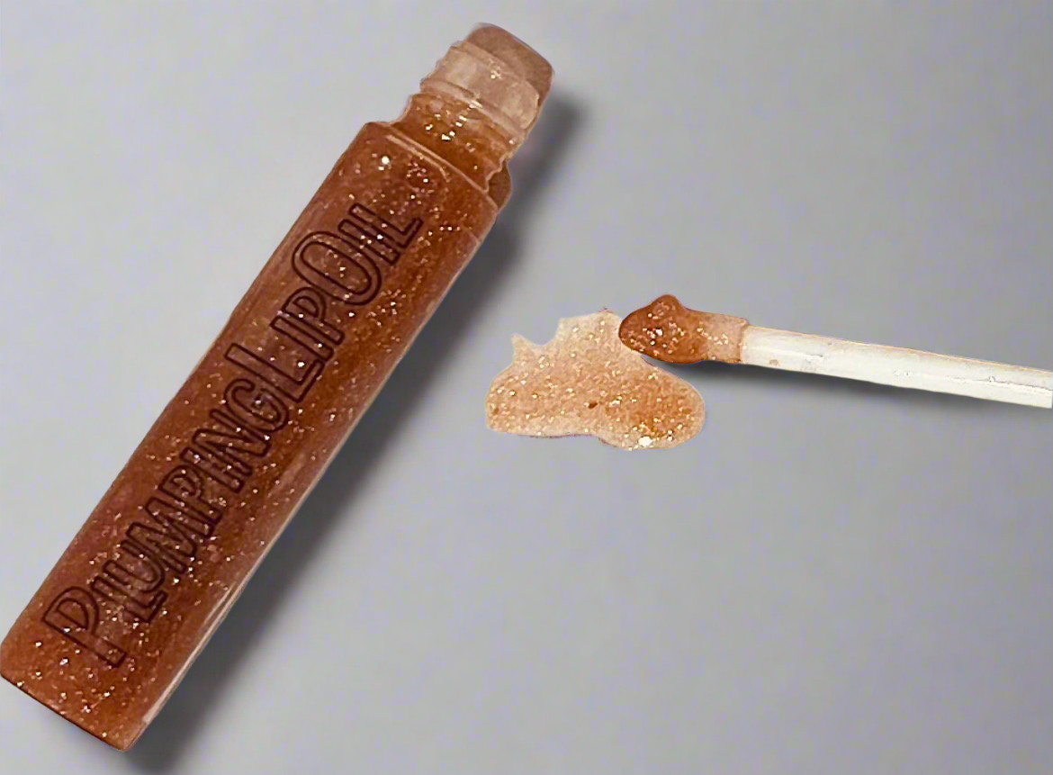 HoneyGlow Plumping Lip Oil w/ Honey, Vitamin C, Hyaluronic Acid, CoQ10 • Non-Sticky High-Gloss Sparkle - All-Natural Plumping Lip Gloss
