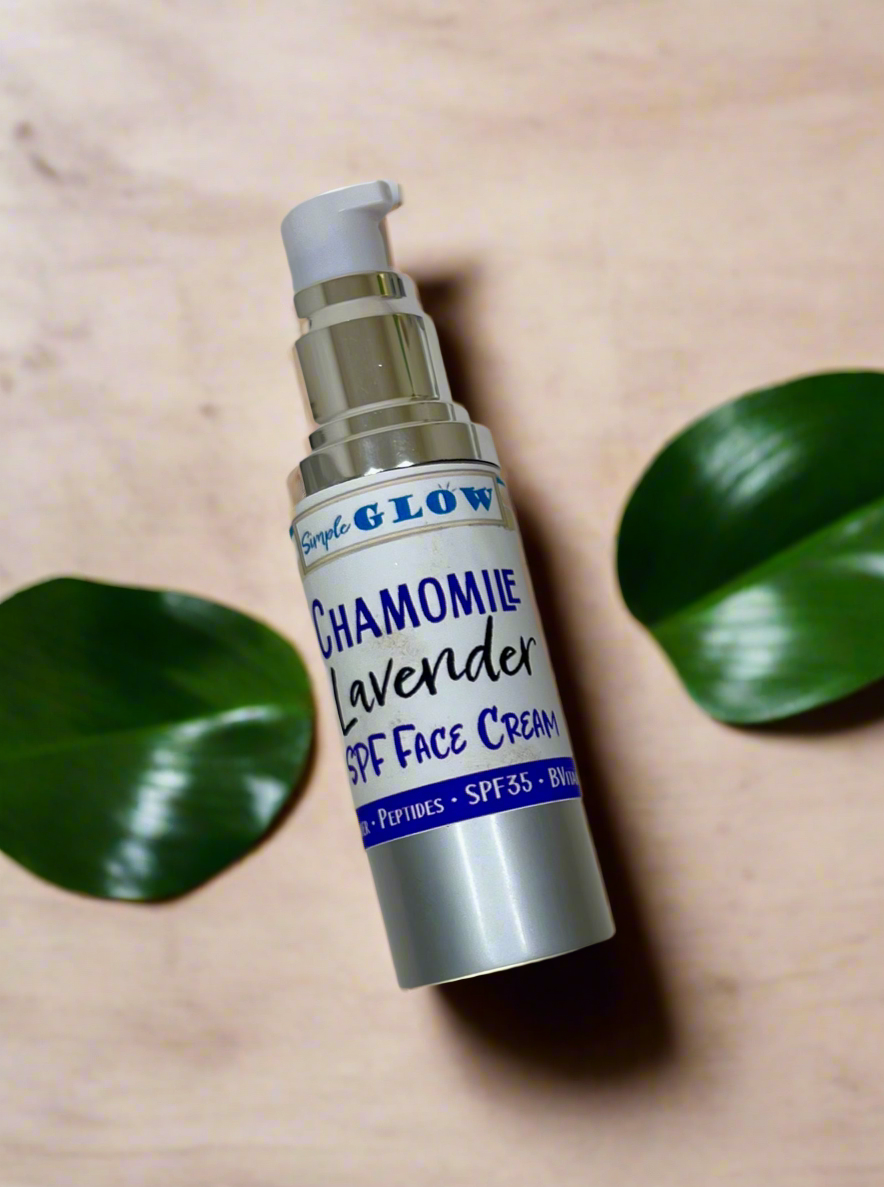 ChamomileLavender Natural Face Cream • Sensitive Skin Moisturizer w/Collagen Peptides - Optional SPF