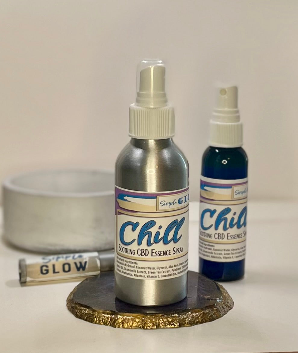 CHILL Soothing CBD Essence Spray w/Hemp Liposomes Chamomile, Green Tea -- Anti-inflammatory, Anti-Aging, Hydrate & Refresh