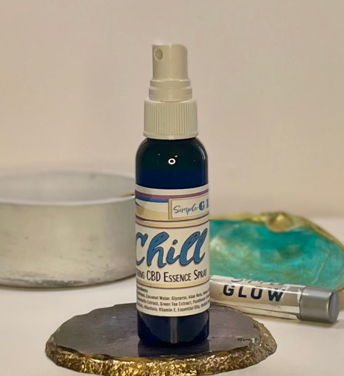 CHILL Soothing CBD Essence Spray w/Hemp Liposomes Chamomile, Green Tea -- Anti-inflammatory, Anti-Aging, Hydrate & Refresh