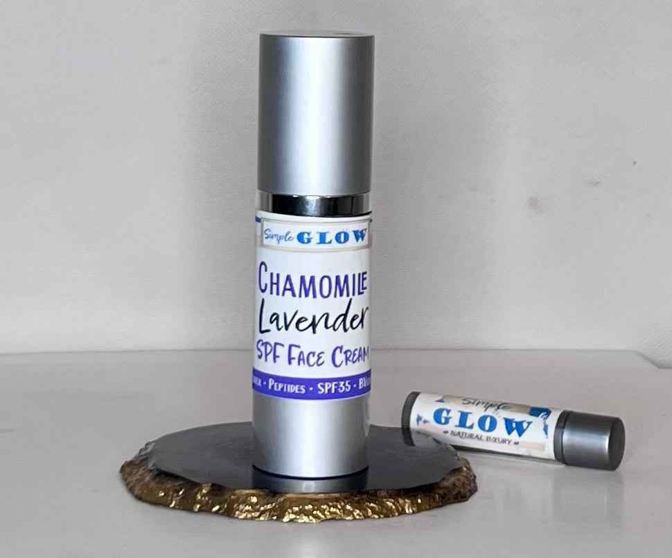 ChamomileLavender Natural Face Cream • Sensitive Skin Moisturizer w/Collagen Peptides - Optional SPF