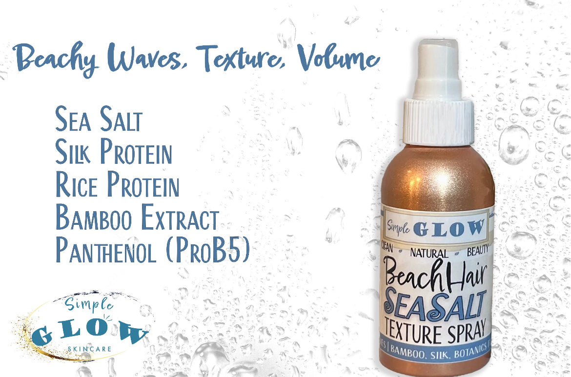 BeachHair SEA SALT Texture Spray - Beachy Waves, Texture, Volume w/Nutrients • Healthy Hair • Organic Natural Zero-Waste Haircare