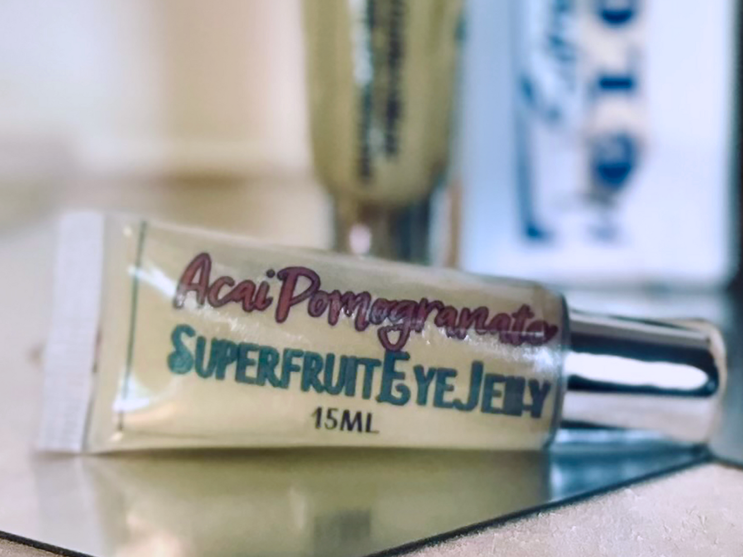 Acai-Pomegranate Peptide Eye Gel - Peptides, Fruit Extracts, Hyaluronic Acid, B3 - Tightening Anti-Aging Under-Eye Moisturizer