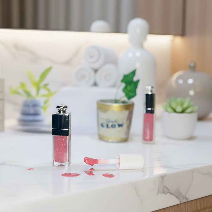 SoftPink Shimmer Plumping Lip Oil w/Vitamin C, HyA, CoQ10 - All-Natural Plumping Lip Gloss