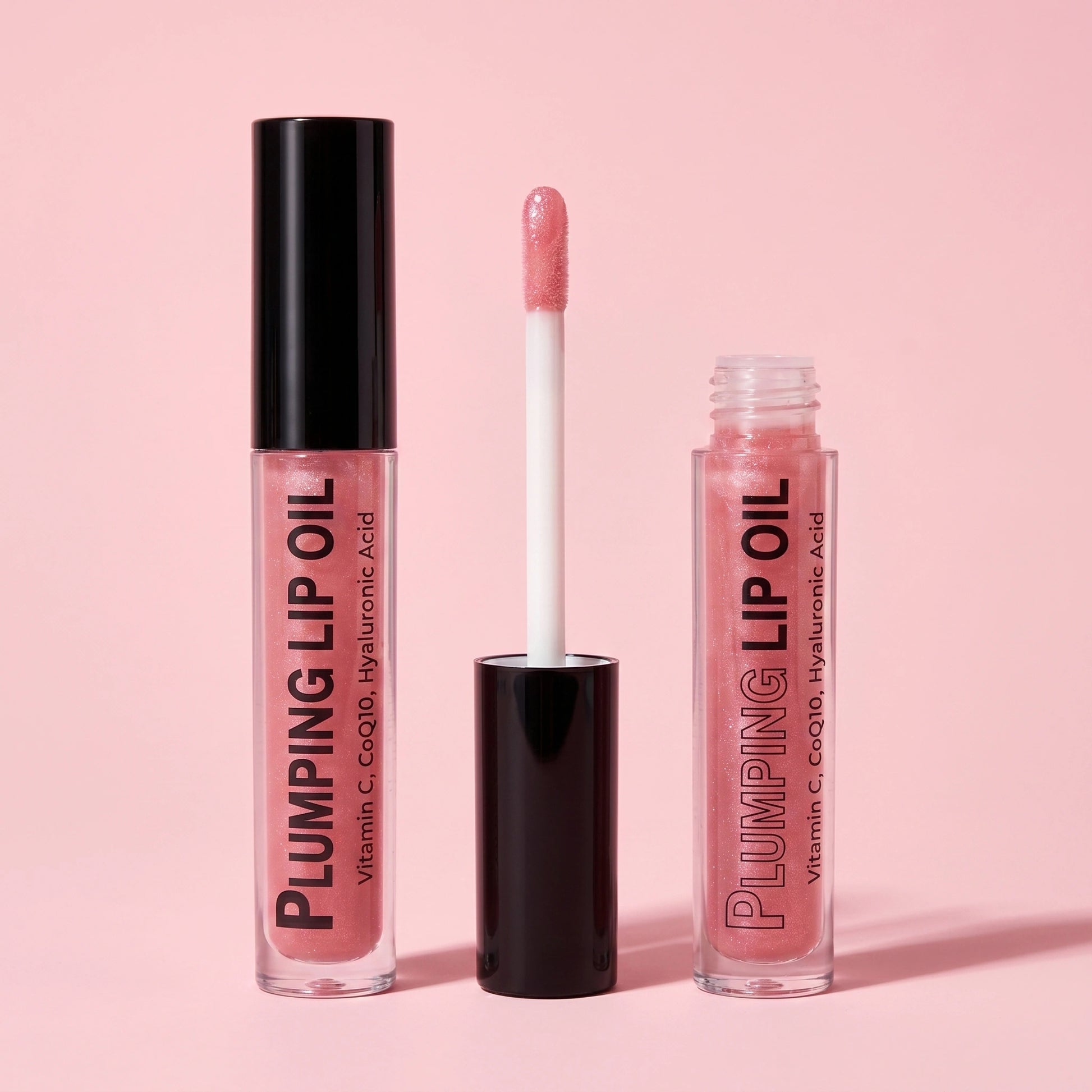 PeachShimmer Plumping Lip Oil w/Vitamin C, HyA, CoQ10 - All-Natural Plumping Lip Gloss - Simple Glow Skincare