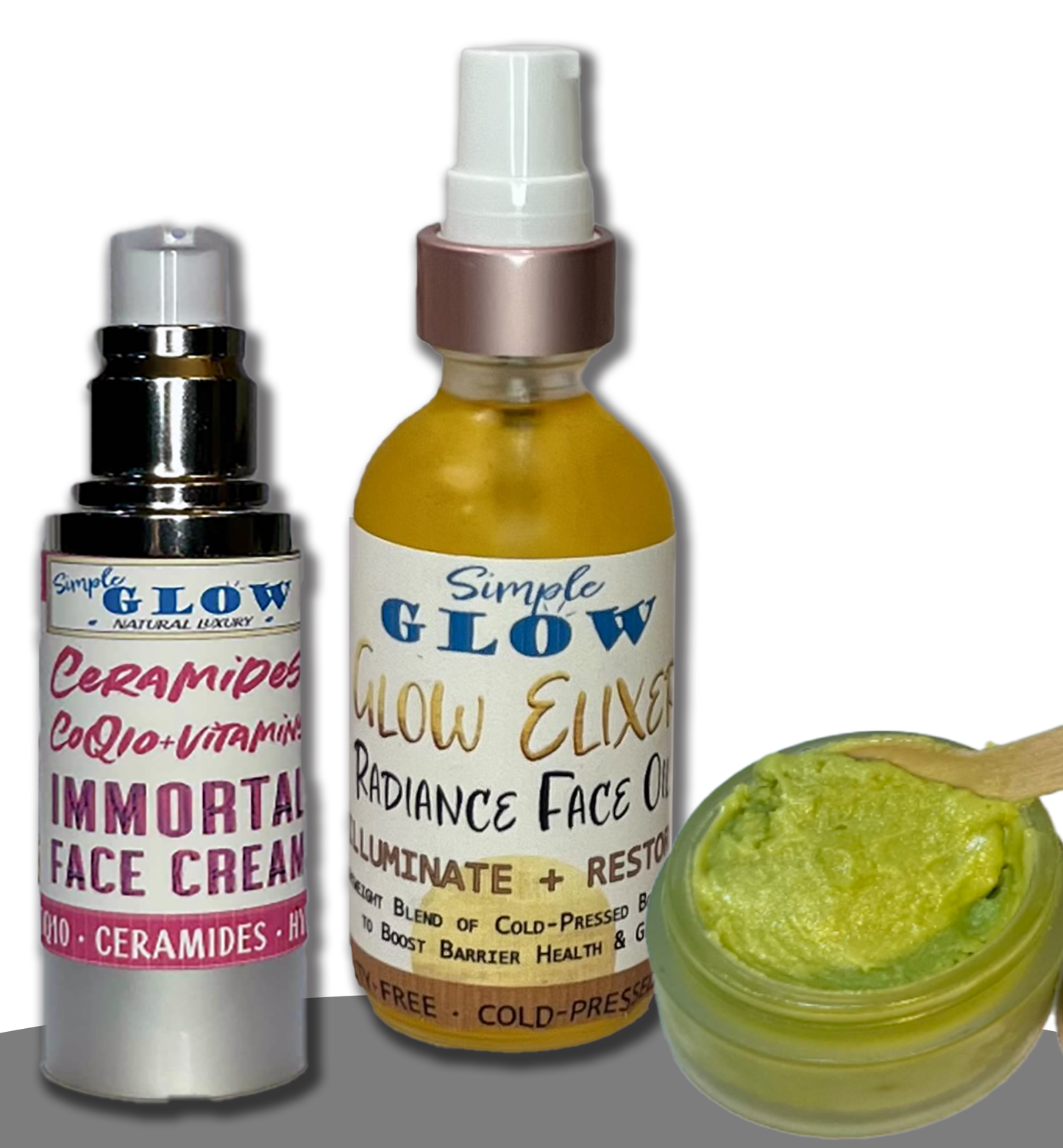 Winter Skincare Deluxe Set - Immortal Face Cream, Vitamin C Face Oil, Green Tea Cleansing Balm