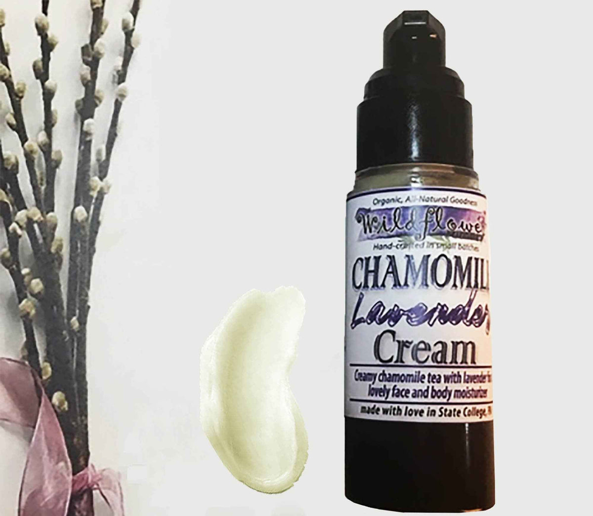 ChamomileLavender Natural Face Cream • Sensitive Skin Moisturizer w/Collagen Peptides - Optional SPF