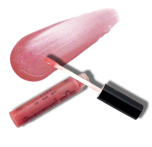 PeachShimmer Plumping Lip Oil w/Vitamin C, HyA, CoQ10 - All-Natural High-Gloss Lip Plump & Moisturizer