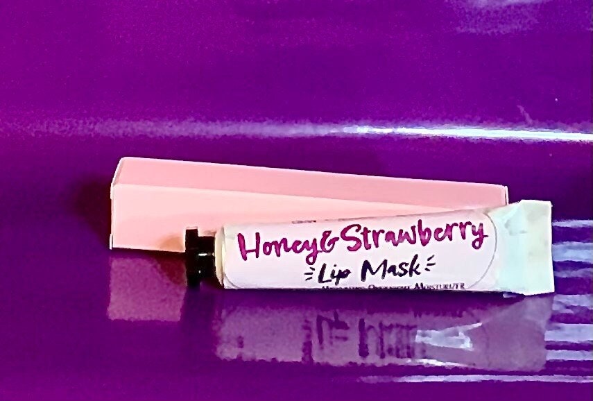 StrawberryHYA Lip Masque w/ Sodium Hyaluronate, Honey, Squalane, Peptides - Sweet All-Natural Lip Plumping Moisturizer