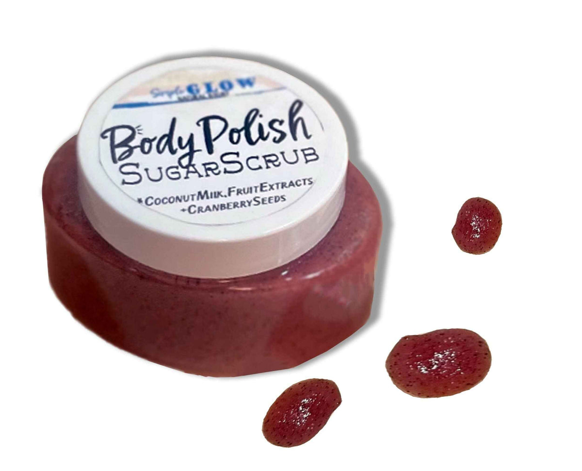 Glow BodyPolish Exfoliating Sugar Scrub - Fruit Extracts, AHA Fruit Acids, Coconut Milk to Cleanse, Exfoliate, Moisturize