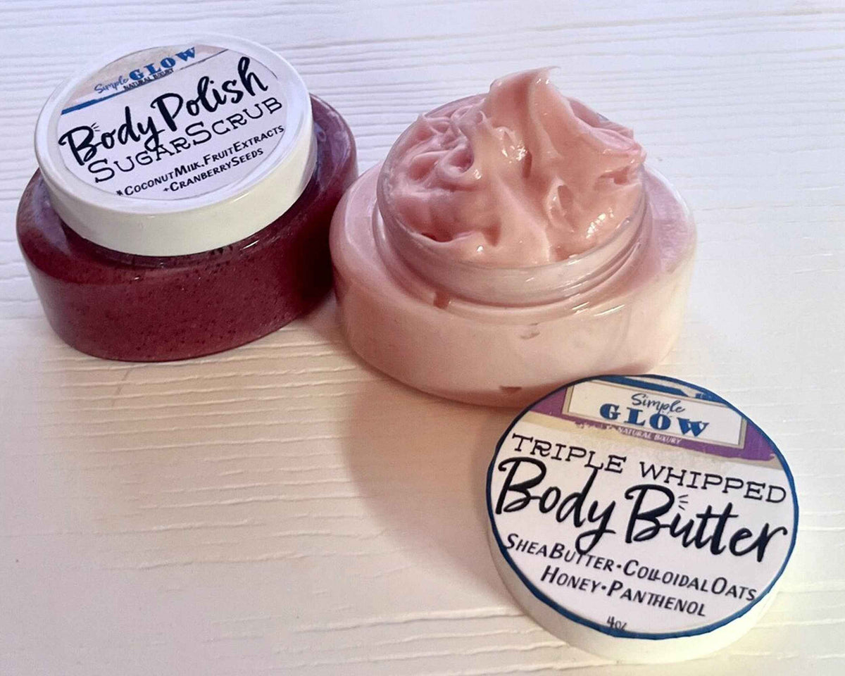 Body Butter & Body Polish Winter Skincare Duo - Natural, Clean Beauty Products | Gift Set Packaging