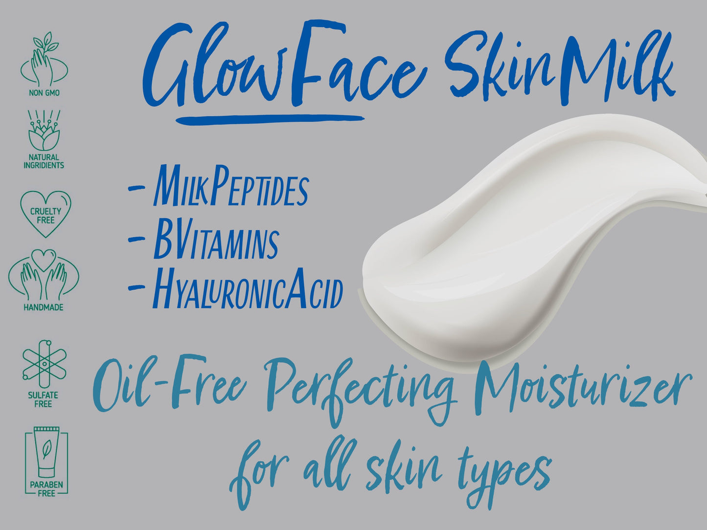 GlowFace Oil-Free Daily Moisturizer - Peptides, Hyaluronic Acid, B Vitamins | Lightweight Hydrating Facial Gel