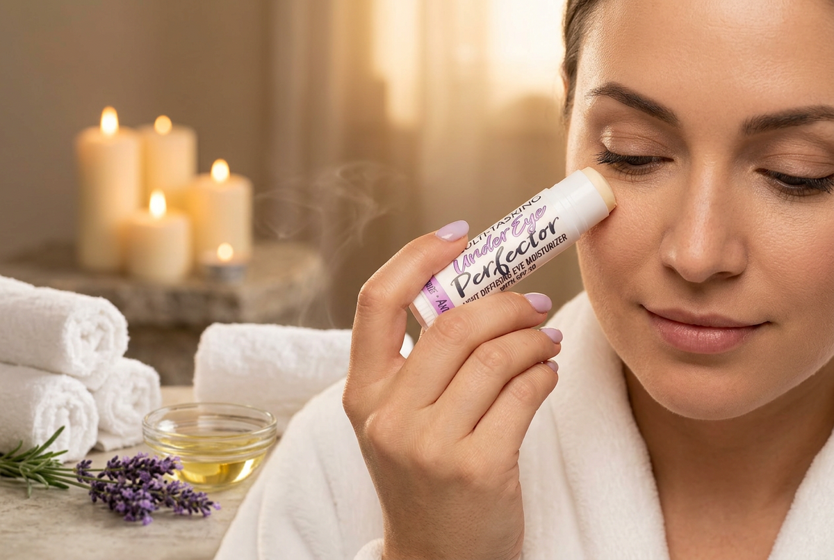 Simple Glow 1oz Multi-Tasking Under Eye Perfecter - Airbrush Finish Eye Moisturizer | Tinted Blur for Dark Circles, Wrinkles