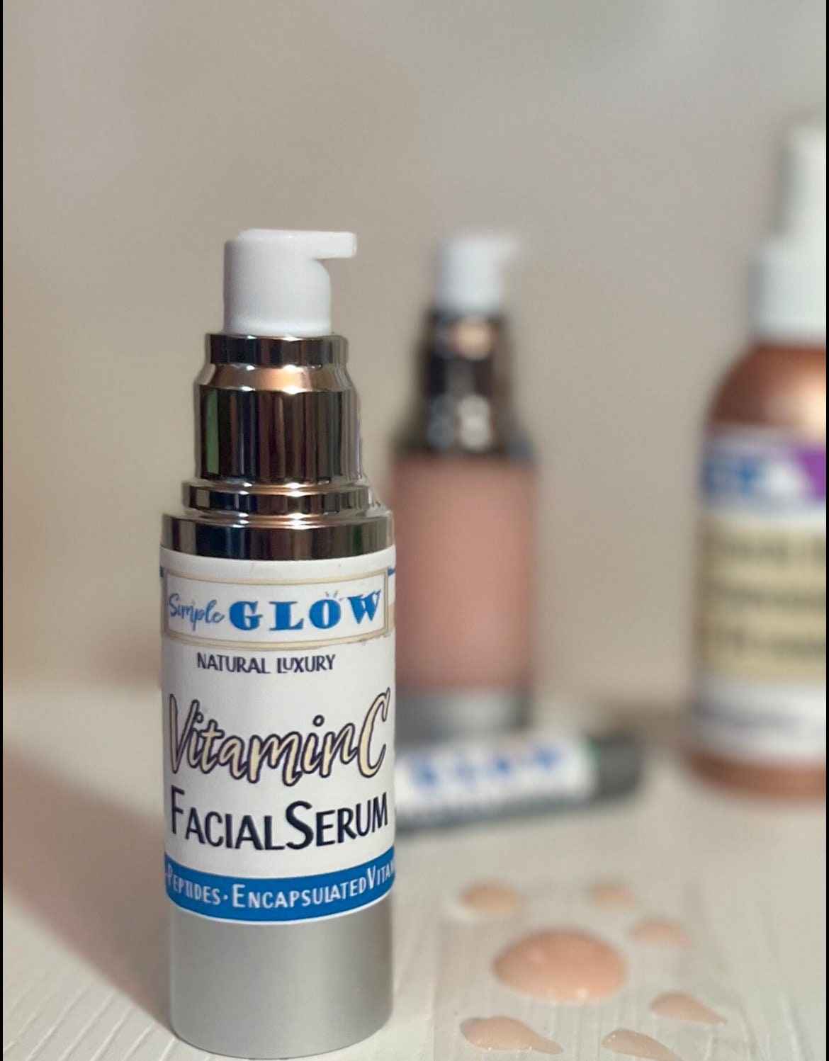 15% Vitamin C Facial Serum - Encapsulated + Liposomal Vitamin C, Peptides, Hyaluronic Acid | Anti-Aging, Brightening, Hydrating