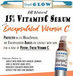 15% Vitamin C Facial Serum - Encapsulated + Liposomal Vitamin C, Peptides, Hyaluronic Acid | Anti-Aging, Brightening, Hydrating