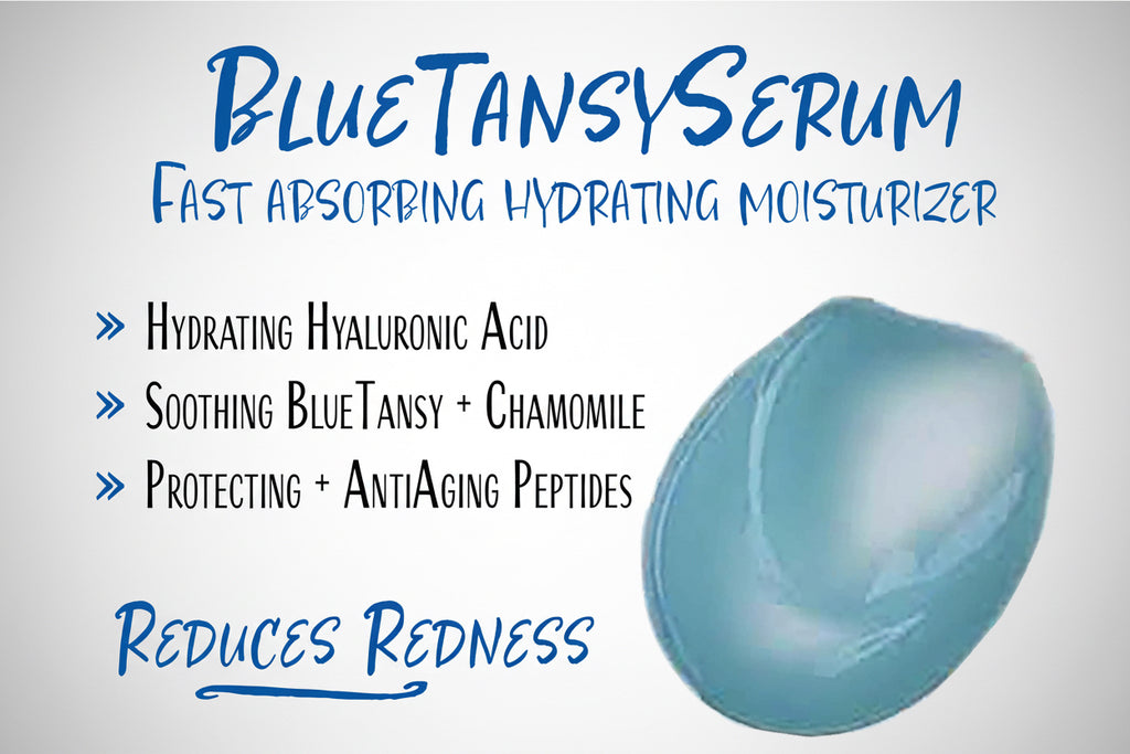 BlueTansy Hydrating Serum w/Hyaluronic Acid, Peptides, Chamomile • Sensitive-Skin, Anti-Aging, Hydrating Moisturizer