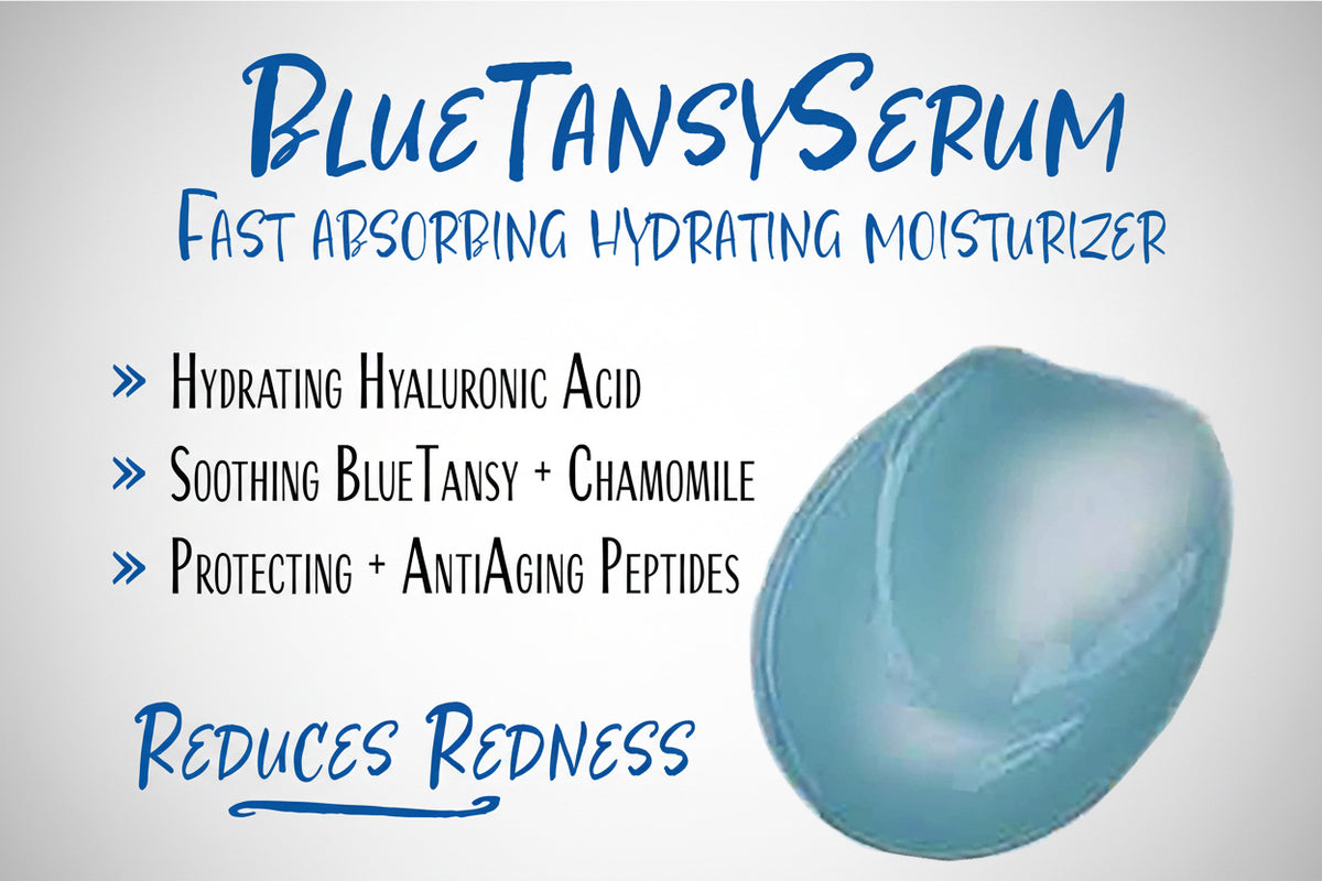 BlueTansy Hydrating Serum w/Hyaluronic Acid, Peptides, Chamomile • Sensitive-Skin, Anti-Aging, Hydrating Moisturizer