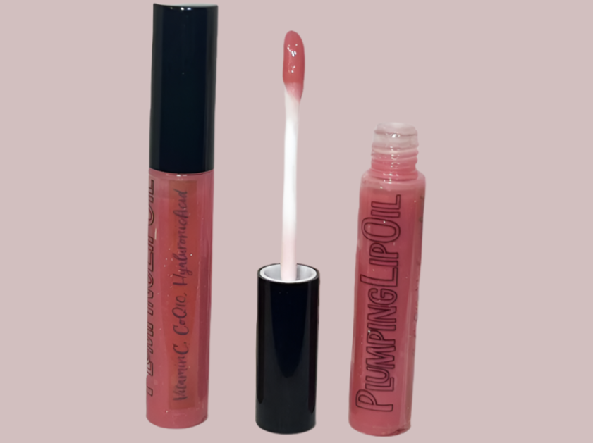 peach c lip oil PeachShimmer Plumping Lip Oil w/Vitamin C, HyA, CoQ10 - All-Natural Plumping Lip Gloss