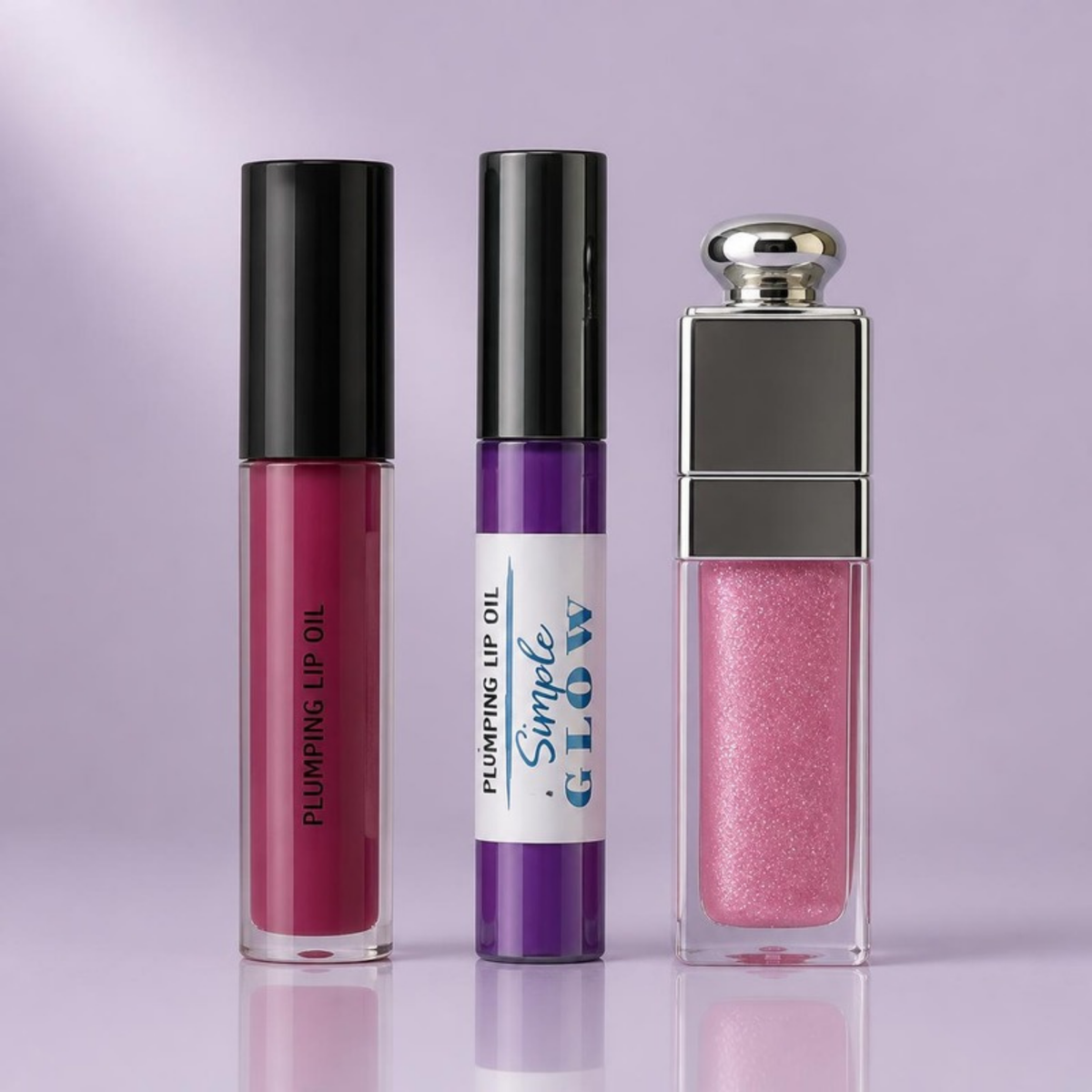 Plumping Lip Oil Trio, Berry Cool: PLUM, VIOLET and ShimmerPink plumping lip oils