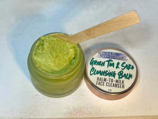 Green Tea & Sake Cleansing Balm-to-Milk w/White Tea, Rice Protein, Clay - Acne, Aging, Moisturizing Cleanser | Natural Organic Gentle Daily Face Wash