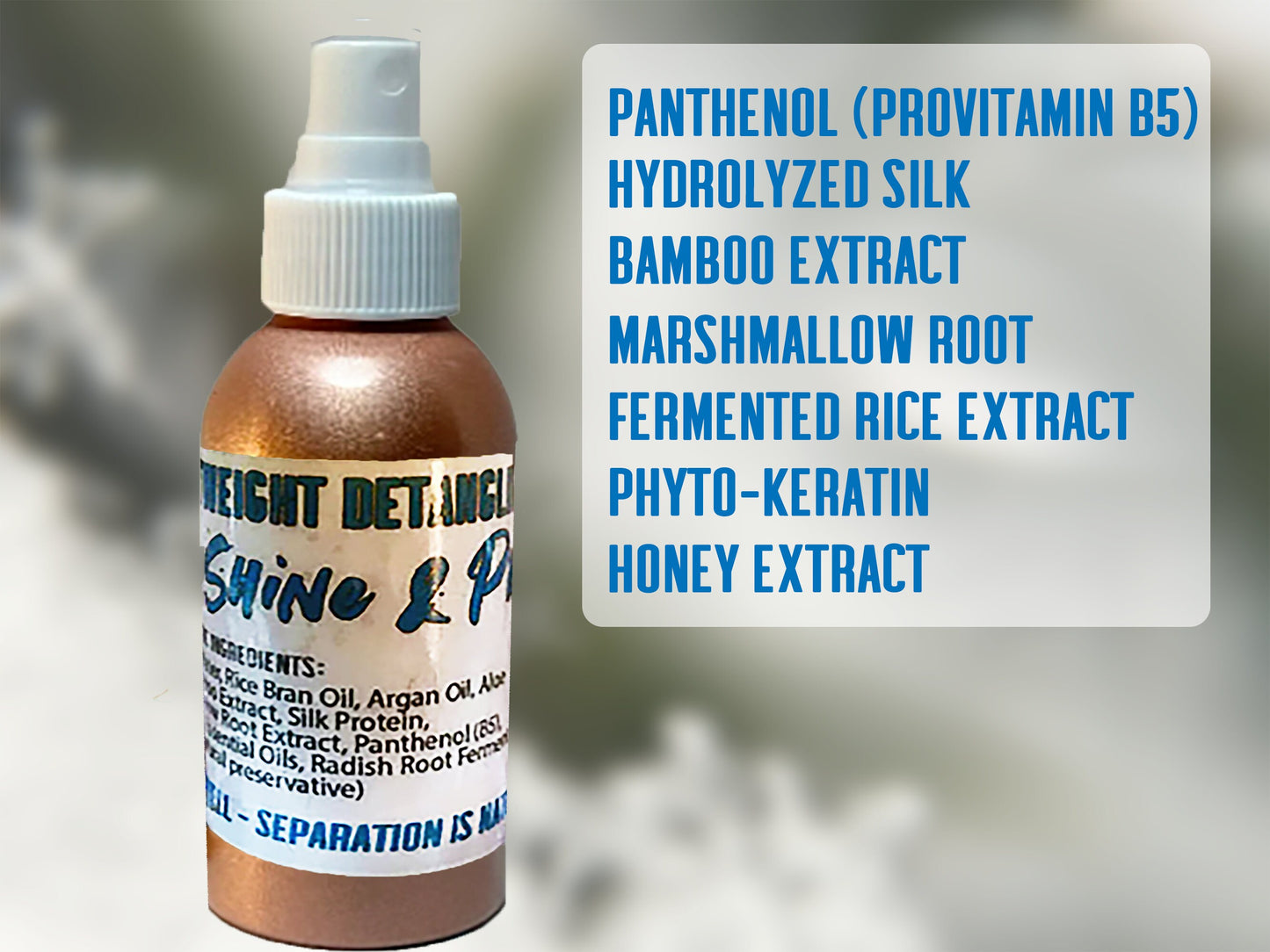 SHINE Conditioning Hair Spray w/ Panthenol, Silk, Bamboo - Smooth, Strong, Shiny Hair • Tames Frizz • Custom Scents
