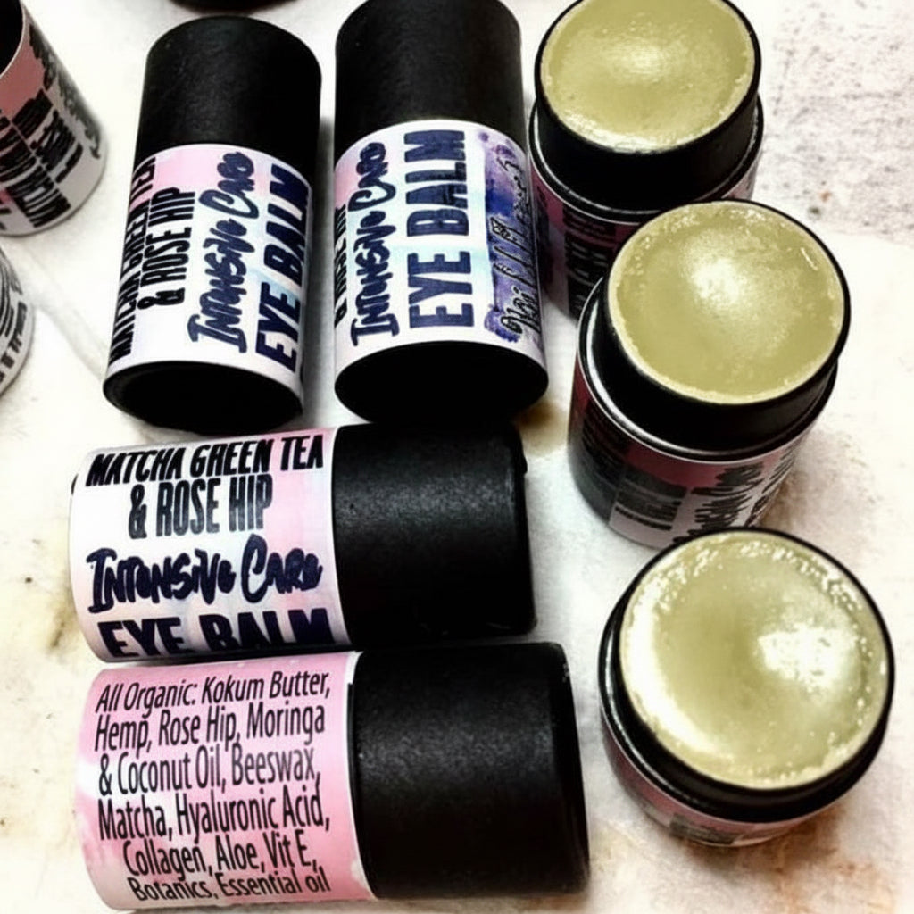 Matcha-Rose Anti-Aging Eye Balm • Moisturizer for Puffy Eyes, Wrinkles | Organic Zero-Waste | Natural Clean Skincare